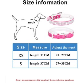 Bbmmayy Rhinestone Dog Collar, Cute Dazzling Sparkling Crystal Diamond Rhinestones Leather Dog Cat Collar Small Pets Puppy Collar (S, Red1)