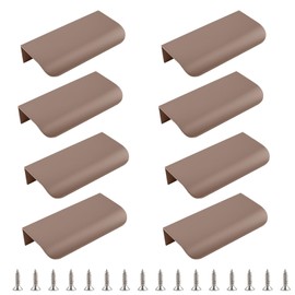 MOROBOR Finger Edge Pull, 8pcs Concealed Handles Modern Style Drawer Pulls, Curved Aluminum Alloy Invisible Handle Wardrobe Handle for Cabinet Hardware Drawer,80mm/Brown