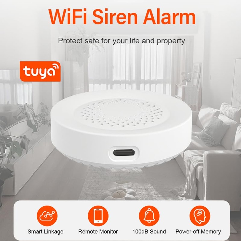 UanTii Tuya Smart Siren Alarm 100dB Loud Speaker WiFi Siren