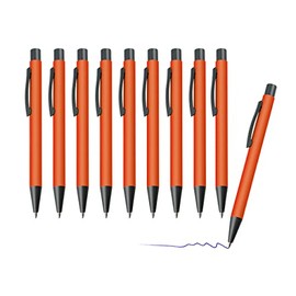 sin4sey Set of 10 Ballpoint Pens Matte Classic Ballpoint Pens in Vibrant Trendy Colours (Orange)