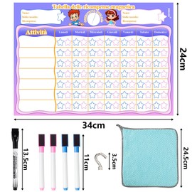 Children's Reward Board, Children's Reward System, Magnetic Reward Board for Children, Daily Planner, Children's Routine, Weekly Planner Children, for Girls/Boys, 34 x 24 cm, Italian Reward Board