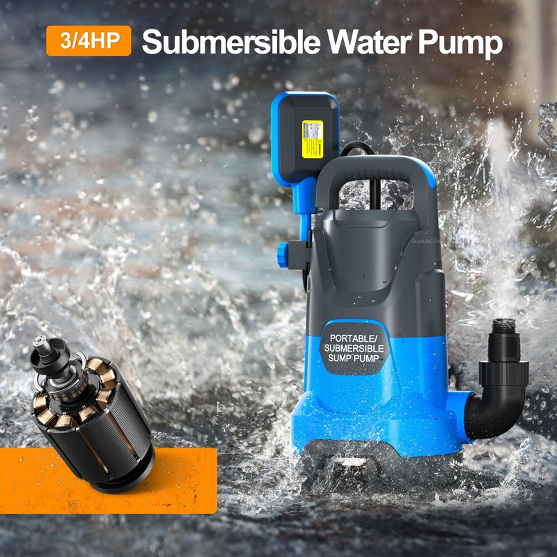 PANRANO Submersible Water Automatic Sump Pump 3/4HP Clean/Dirty Water Removal