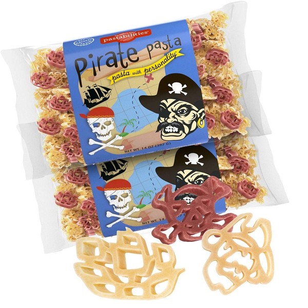 Pastabilities Pirate Pasta, Fun Shaped Pirate Ship Skull & Crossbones Noodles for Kids and Gifts, Non-GMO Natural Wheat Pasta 14 oz (2 Pack)