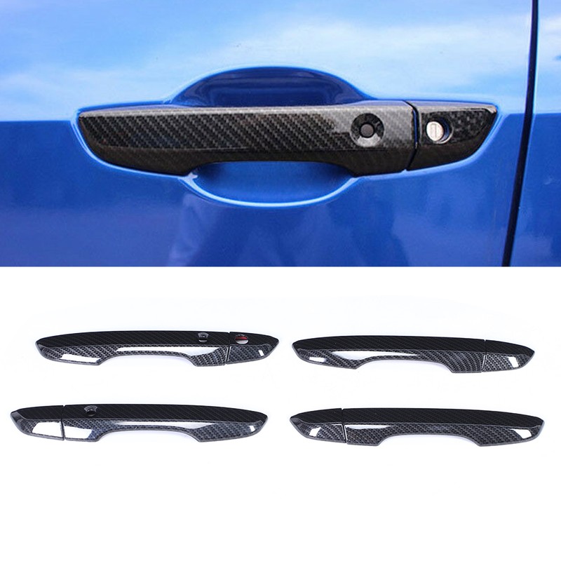 8pcs Smart Exterior Door Handle Cover Trim Carbon Fiber Style