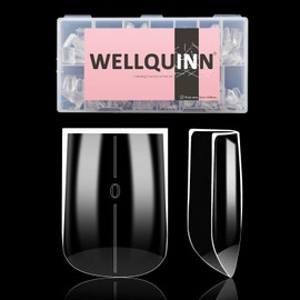 Wellquinn Straight Square Nail Tips 510Pcs Thick Short Full Cover Press-On Nails, Sharp Square Clear Fake Nail French Acrylic False Nail Tips for Salon Home DIY 15 Sizes