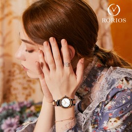 RORIOS Women Wood Watches Colorful Wooden Watches Natural Casual Wirst Watches Fashion Rhinestone Watches for Ladies Female