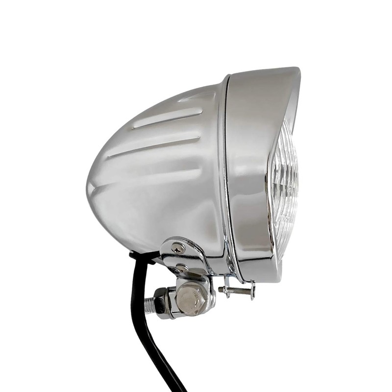 FATECIM 4.5" Motorcycle Headlight Aluminum Visor Bullet Chrome Head Light