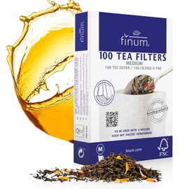 Finum Bolsas de filtro de té desechables para té suelto, blanco, mediano, 100 unidades