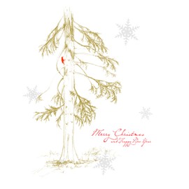 Lark Press Cedar Tree Christmas Card, 4.25" x 5.5" Box Set of 6