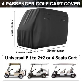 AMBARI Golf Cart Cover Waterproof Windproof Outdoor, Golf Cart Covers 4 Passenger Universal Fit for EZ GO Club Car Yamaha (112''L×48''W×73''H)