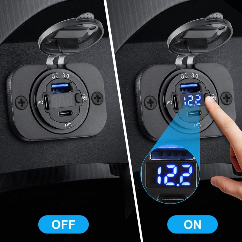 Linkstyle USB Car Charger Socket, 72W QC3.0 & Dual PD