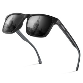 Polarised-Sunglasses-Mens-Womens-UV400-Unisex-Classic-Retro-Protection Rectangular Sunglasses Black Sun Glasses Ultralight Shades For Cycling Driving Fishing,grey