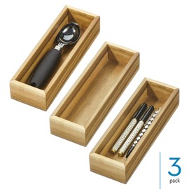 iDesign Acacia Wood Kitchen Drawer Organizer - Set of 3 - Natural