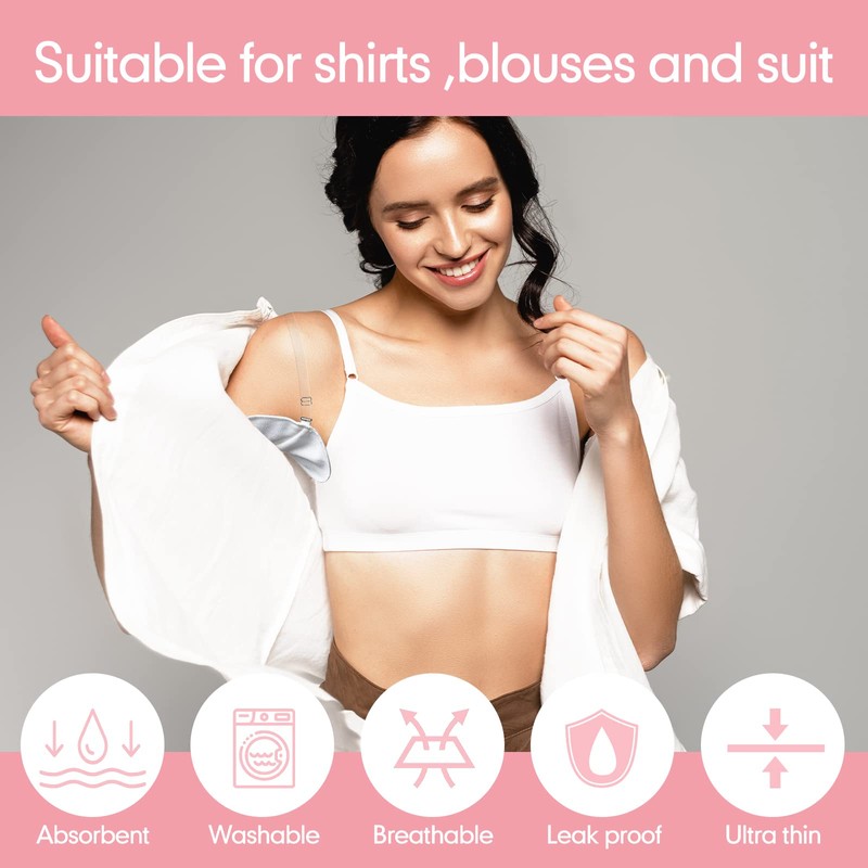 4 Pairs Underarm Sweat Pads Reusable Armpit Absorbing Guards Washable