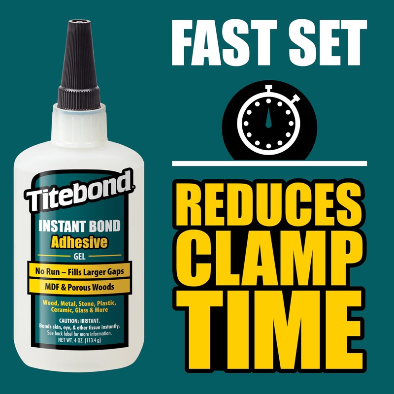 Titebond Instant Bond Gel Adhesive, 20-Second Bond, Home Repair, Woodworking,