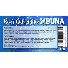 Ron's Cichlid Premium Fish Food for Tropical Fish, Sinking Pellets Made by Ron with Real Spirulina Algae, Shrimp, Krill & Other Ingredients for Brighter & Healthier Fish, 1lb (Pack of 1)