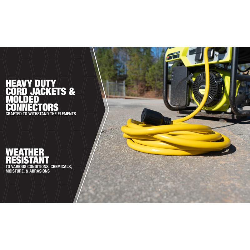 Southwire 65172740 Foot 30Amp Generator Cord; 10-Gauge Heavy Duty Electrical