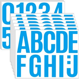 24 Sheets Letter Stickers Bulletin Board Letters Large 4 Inch Vinyl Alphabet Stickers Big ABC Numbers Peel and Stick for Poster Board Classroom Mailbox Crafts Window Door Decoration (Blue)