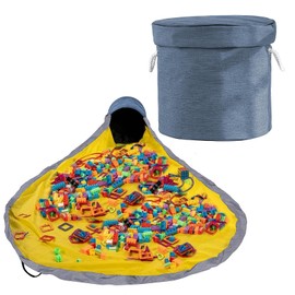 WJUAN Toy Box with 150 cm Mat, Portable Storage Diameter 32 x 28 cm for Building Blocks and Dolls