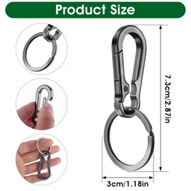 Amaxiu Heavy Duty Carabiner Keychain, Zinc Alloy Keychain with Quick Release Metal Key Ring Clips Organizer for Men Women (4 Pcs Grey)