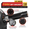 KIRXST 1/2" Drive T100 Torx Bit Socket, 6 Point Star