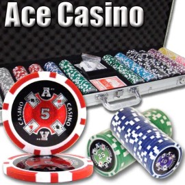 New 600 Ace Casino Poker Chips Set with Aluminum Case - Pick Denominations!