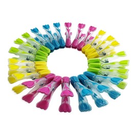 Maishijie Clothes Pegs Soft Grip Multicolor Sturdy Non-Slip Plastic Clothes Pegs for Air Drying Clothes (6 Green, 6 Red, 6 Blue, 6 Yellow)
