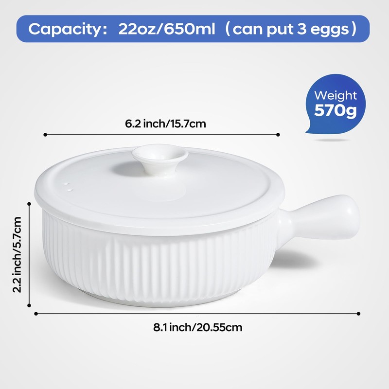 Ceramic Microwave Egg Cooker, Scrambled Egg Maker, White