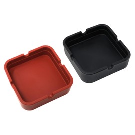 yueton 2PCS Square Ashtray Silicone Ashtray Household Cigar Ashtray Outdoor Ashtray for Home Decoration Hotel Christmas Gift (Black)