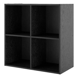 Homes: Inside + Out Apexa 4-Cube Storage Organizer Shelves, Stackable Wood Bookcase Fits Cubby Bins for Organization, Dorm Teen Room Decor & Home Office, Black
