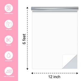 MerryMade Silver Heat Transfer Vinyl Roll, 12" x6Ft Mirror Metallic Iron on Vinyl, Soft Metallic Foil HTV for T-Shirt, Chrome HTV Easy to Cut & Weed for Heat Vinyl Design