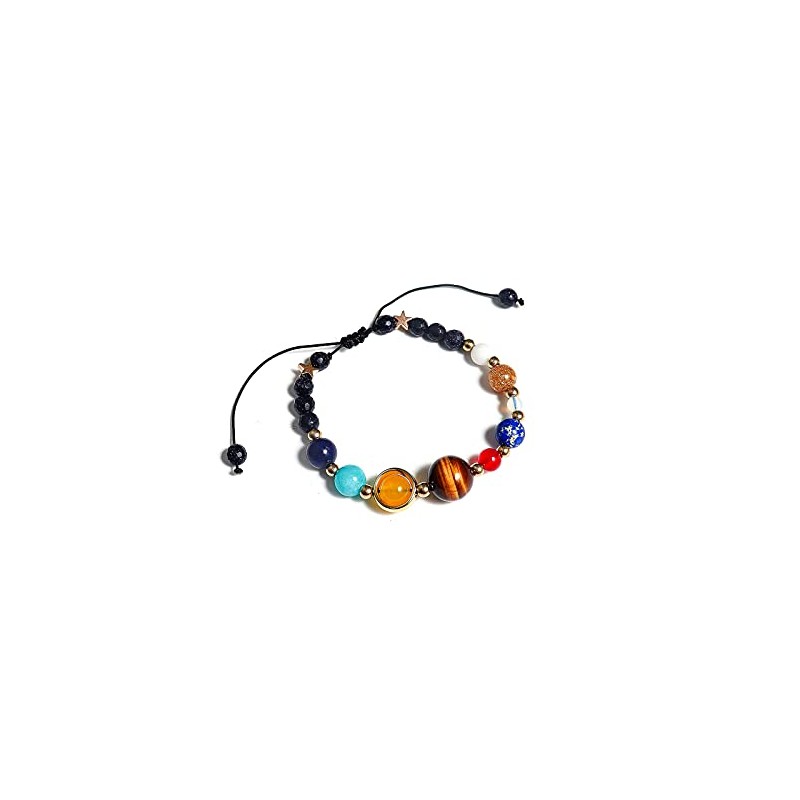 N/Q 2-4Pcs Adjustable Solar System Natural Stone Strand Stretch Bracelet