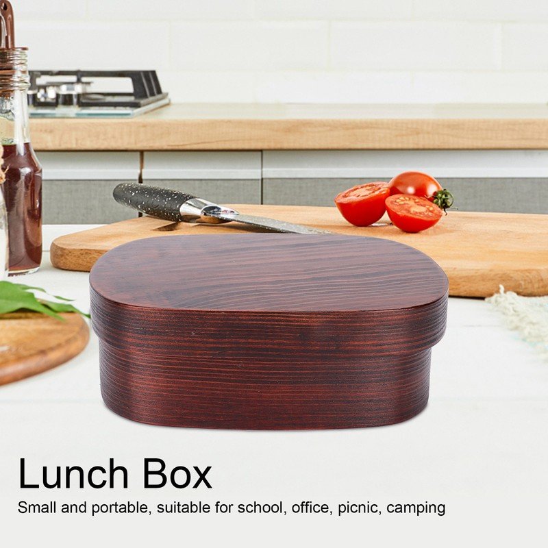 Wooden Lunch Box Portable Food Container Tablewares for Home Office