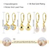 3 Piars Leverback Earrings Set for Women Ball Cubic Zirconia