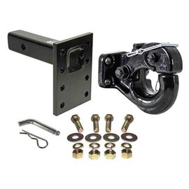 Heavy Duty Pintle Hook with Mounting Plate, 6-Ton Capacity, Complete Hardware Kit, Fits 2" Receivers (10036-8KIT)