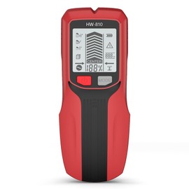 Stud Finder Wall Scanner, 6 in 1 Stud Detector, Wall Detector Sensor Center Finding with LCD Display & Audio Alarm for Wood AC Wire Metal Studs Cable Joist Detection (Red)