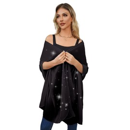 REEMONDE - Chales de gasa para mujer, chales de hiyab, pareo para novia, bodas, vestidos de noche, Chifón negro, Talla única