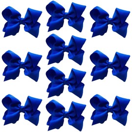 10pk Dark Blue Hair Bows Knots Clips Slides Grips 3" Inch 7.6cm Solid Colour Girls School Hairbow Accessories