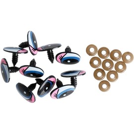 Jowxsx 5 Pairs 10 Pieces Premium Quality Oval Blue Safety Plastic Eyes Toy Dolls Eyes DIY 24 x 18 mm