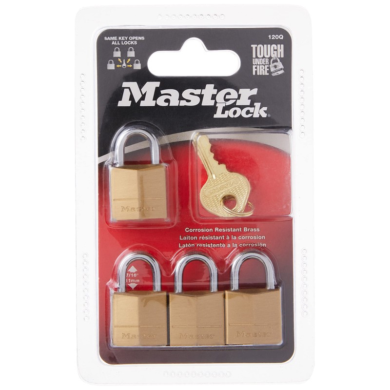 Master Lock Padlock, Solid Brass Lock, 3/4 in. Wide, 120Q