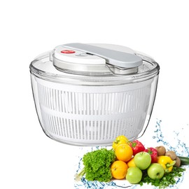 Gevvnss Salad Spinner, Diameter 21 cm, Salad Spinner with Lid, ABS Salad Spinner with Bowl and Strainer, Salad Spinner for Vegetables, Fruits, White