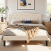 VECELO Queen Size Bed Frame Upholstered Platform with Tufted Adjustable