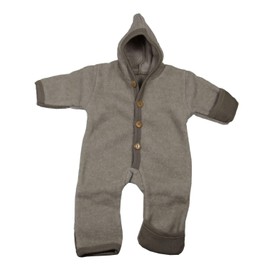 Cosilana Baby Wool Fleece Jumpsuit with Hand Guard, Latte-macciatio melange