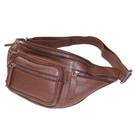 VINTAGE CRAFT SHOP Fanny Pack Waist Bag Multifunction Genuine Leather Hip Bum Bag Travel Pouch for Men and Women | Multiple Pockets & Sturdy Zippers Ideal for Hiking Running And Cycling (Brown)