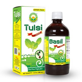 BASIC AYURVEDA Holy Basil Juice | Natural Tulsi Juice | 32.46 Fl Oz (960ml) | Ayurvedic Herbal Juice for Healthy Digestion & Skin