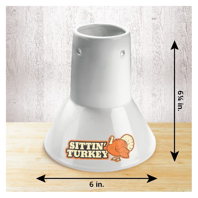 Sittin' Turkey Ceramic Beer Can Roaster & Steamer- Easily Infuse