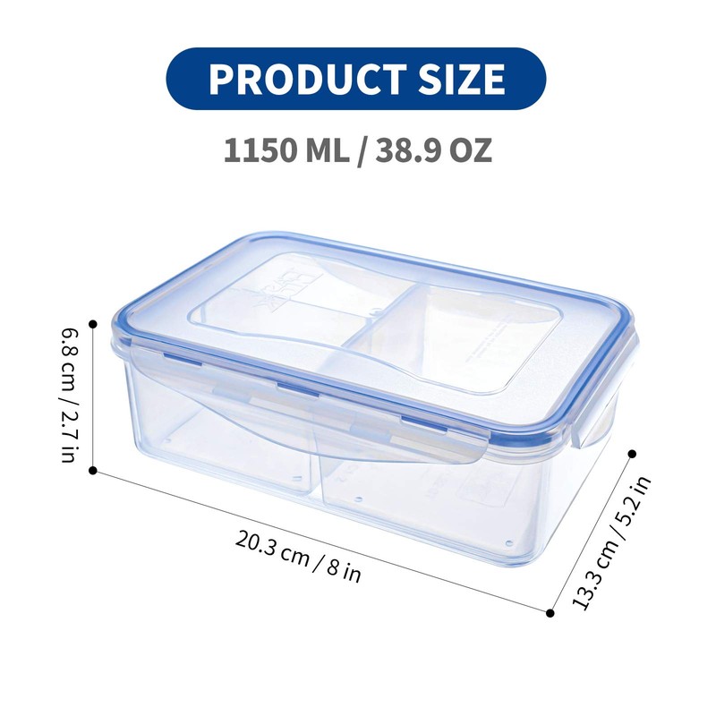 EASYLOCK 1150ML Microwavable Bento Lunch Box with 3 Compartments Plastic