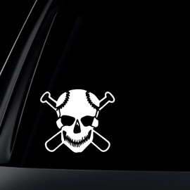 World Design Skull w/Baseball Bat Car Decal/Sticker