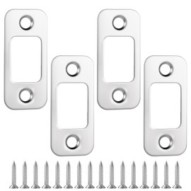 TIESOME 4Pack Deadbolt Strike Plate Door Backplate, 1" X 2-1/4"Round Corner Deadbolt Strike Plate Door Strike Plate with 8 Screws