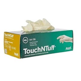 Ansell Touch N Tuff 92-500 Nitrile Glove, Chemical Resistant, Powdered, Disposable, Rolled Beaded Cuff, Size 9 (Dispenser of 100 gloves)